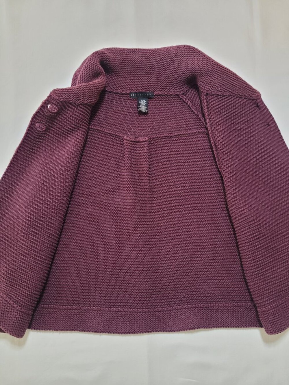 Apostrophe Burgundy Textured Knit Swing Cardigan Sweater 3/4 Sleeve XL Y2K - Picture 8 of 8